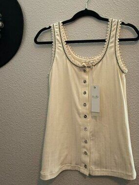 Miss me cream and green tank top